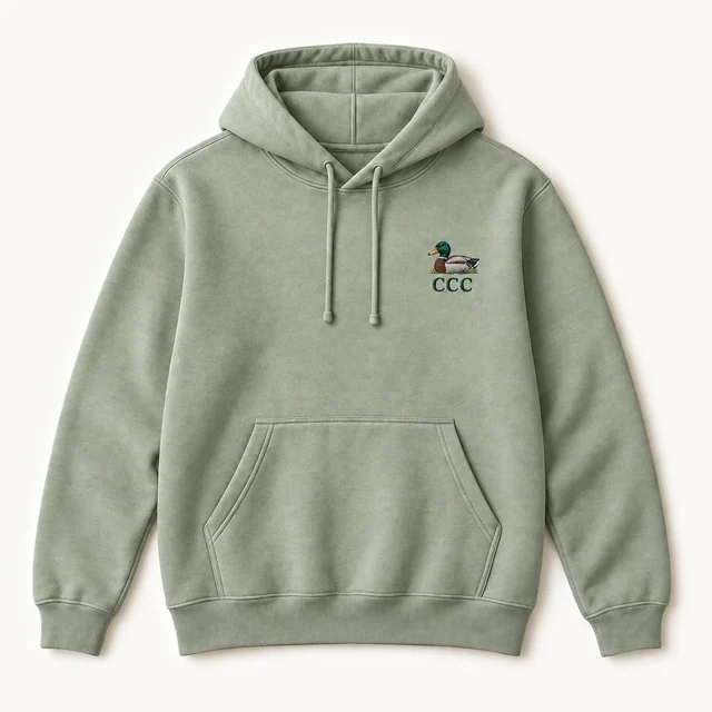 CCC Essentials Hoodie in Light Green, front, product concept