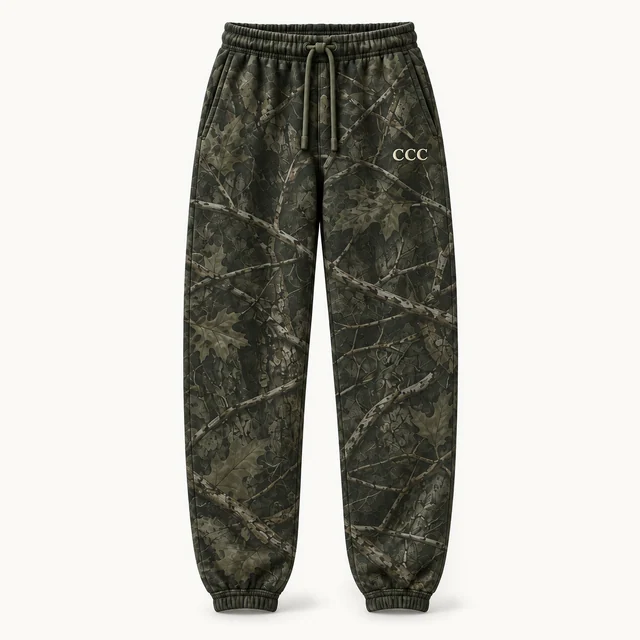 Cozy Camo Sweatpants in Cozy Camo, front, product concept